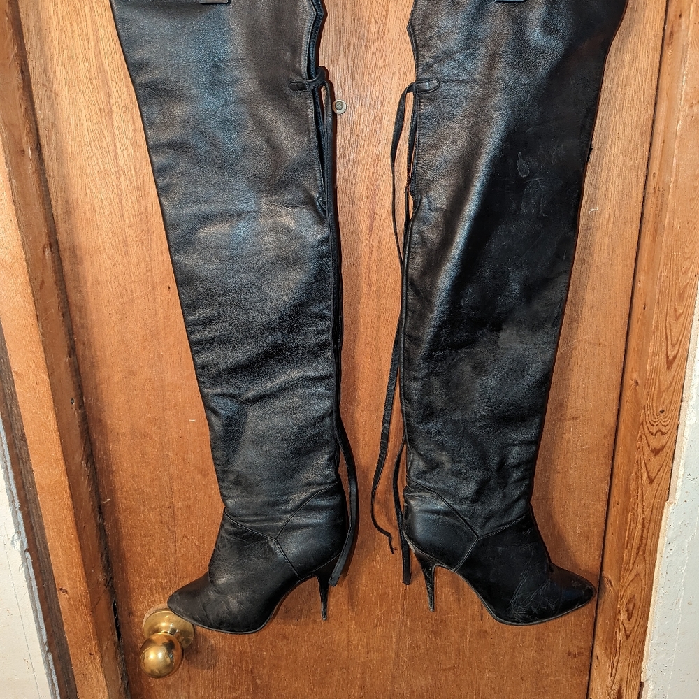 Thigh high leather boots